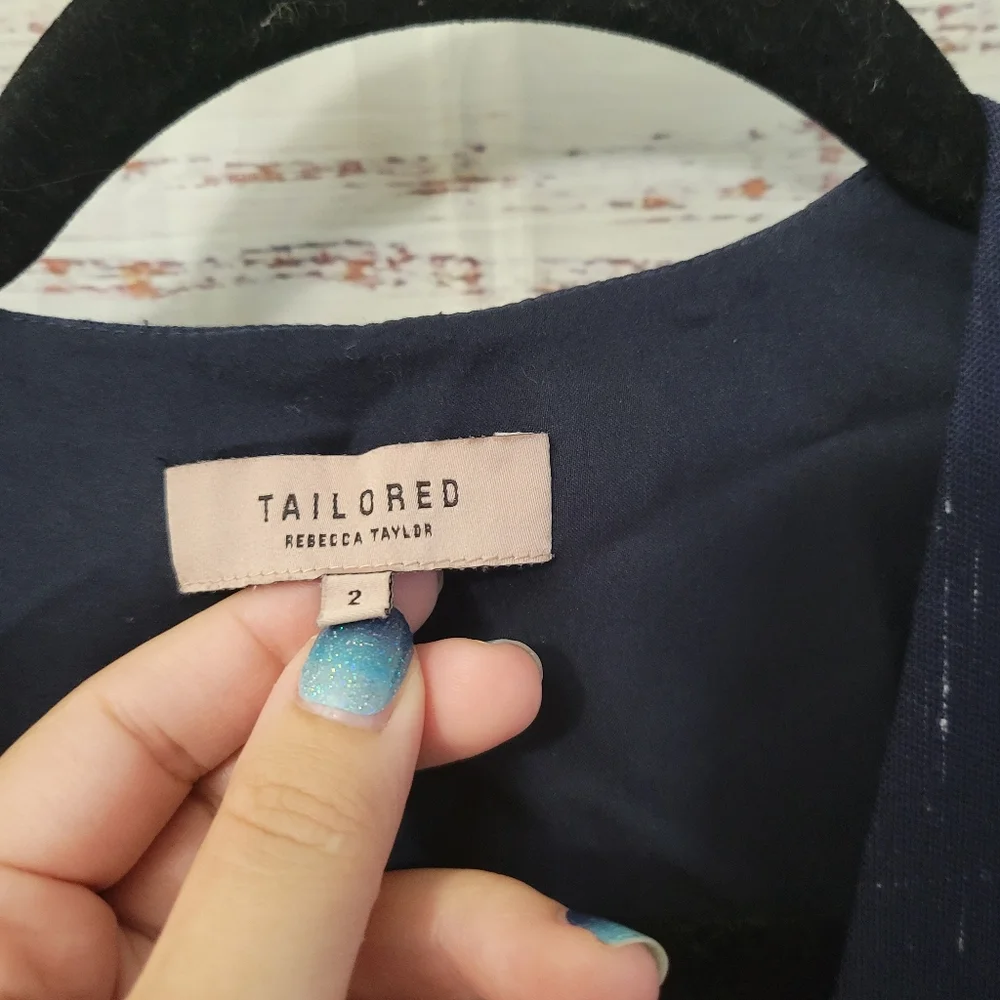 Rebecca Taylor S2 Silk/Wool Mavy Blue Wrap Dress